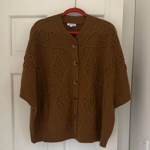 Johnny Was Button-Front Kimono Brown Knit Cardigan
